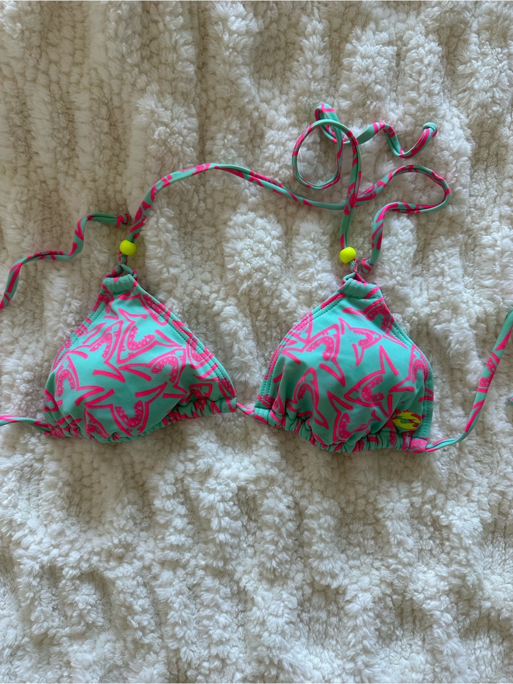 Billabong Aqua and Pink Triangle Bikini Top